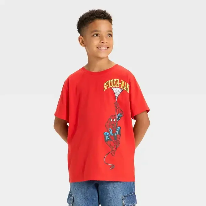 Boys‘ Spider-Man Short Sleeve Graphic T-Shirt – Red L