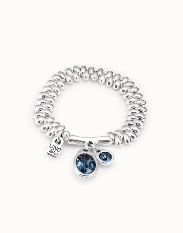 Bracelet Eclipse Silver Stretch Blue Drop Stones