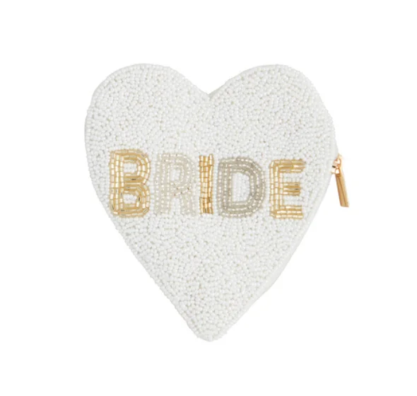 Bride Heart Beaded Pouch