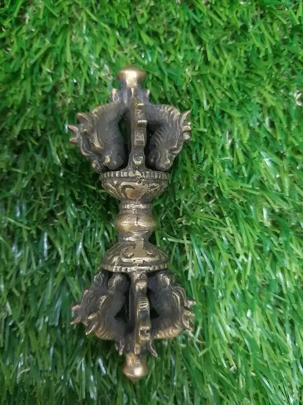 BUDDHA TIBETAN RELIGIOUS GOODS Brass Antique Finish Tibetan Buddhist Style dorjee/Table Decor Ritual Product for Home to Bring Happiness