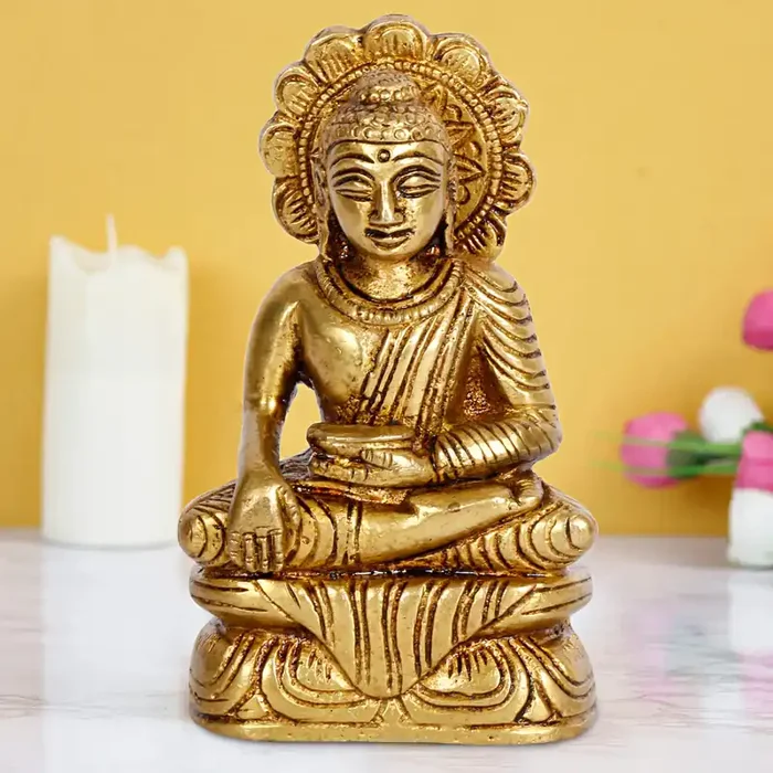 BUDDHA TIBETAN RELIGIOUS GOODS Brass Buddha Statue Small Buddhism Religious Showpiece Figurine Gift Idol 3.5 Inch