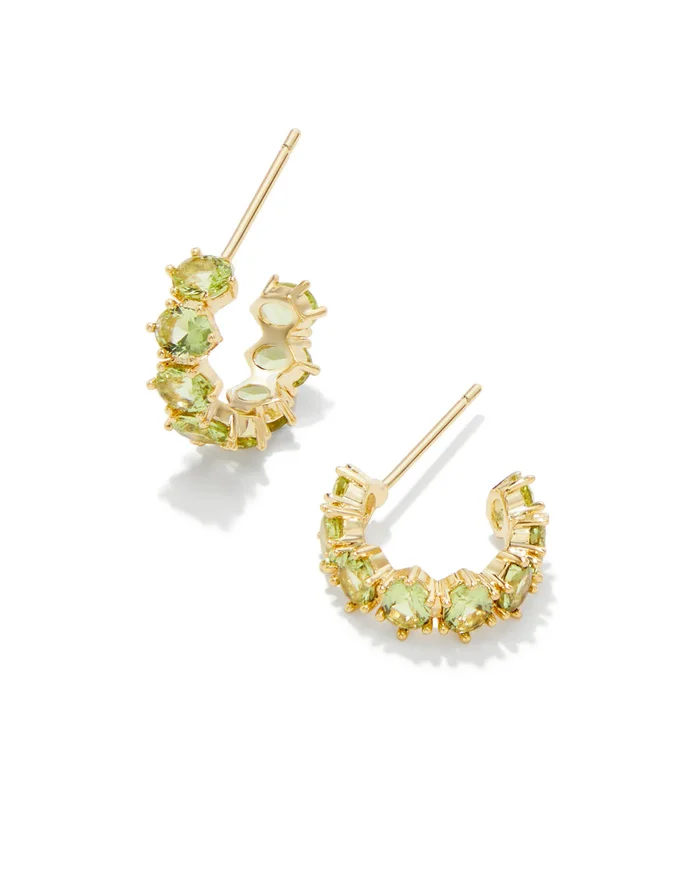 Cailin Gold Huggie Earrings in Peridot Crystal