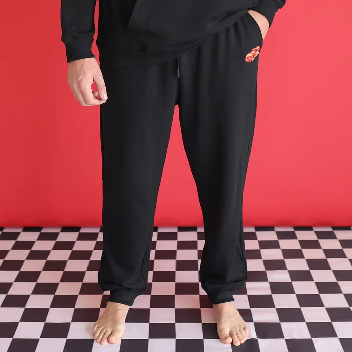 Cars Black Long Disney Lightning McQueen 95 Men’s Fleece Racing Joggers | Posh Peanut®