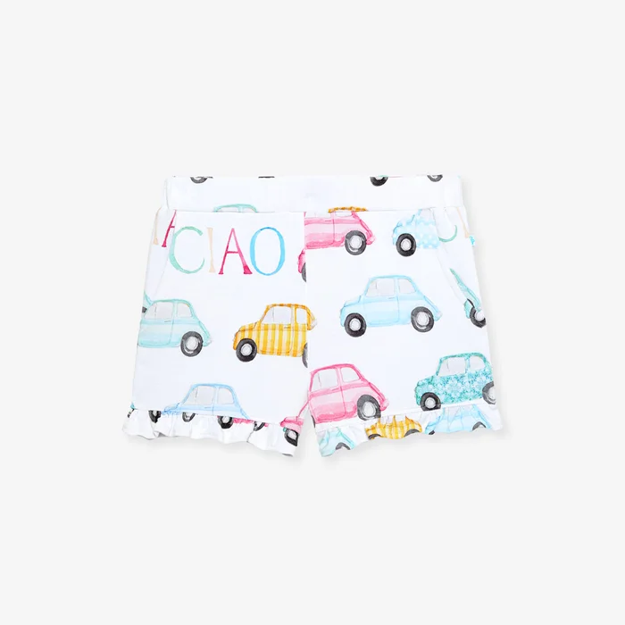Cars Yellow Toddler Girl Ruffled Terry Shorts | Ciao