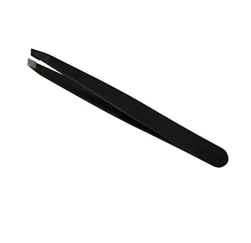Catchex Professional Slant Tip Tweezer Plucker for Eyebrow Upper Lips Blackhead Removal Facial Hair For Women & Men Black