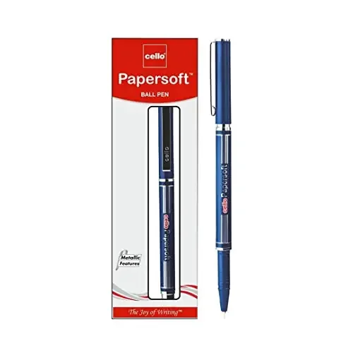 Cello Papersoft Ball Pens Pack of 10 Blue Ball Pens Smooth Ball Pens Long-lasting ball pens Professional Ball pens with superior writing experience Ball Pens for swift writing
