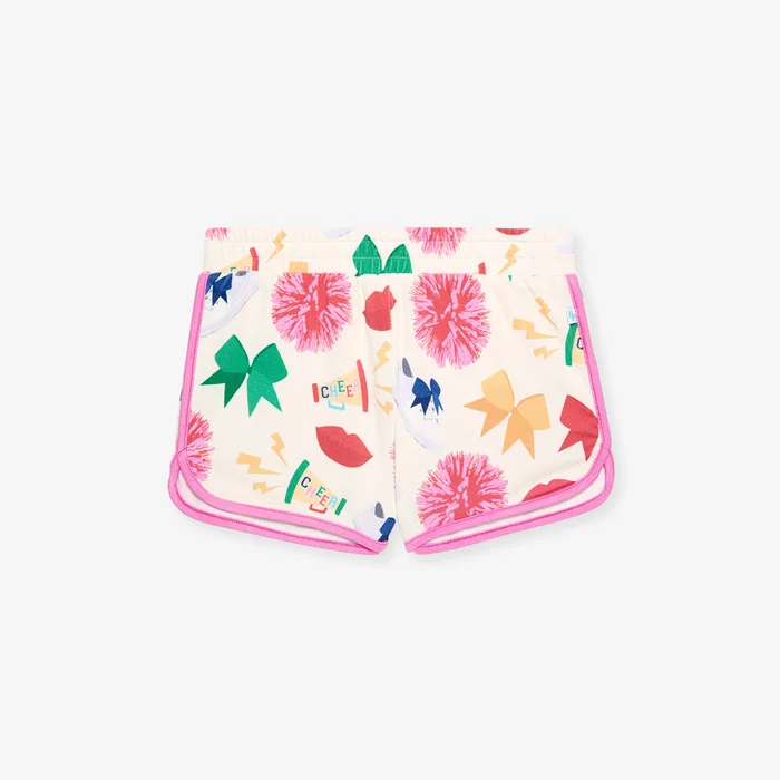 Cheer Beige Relaxed Sabrina French Terry Varsity Shorts | Posh Peanut®