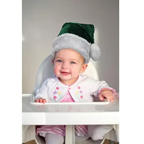 Christmas Vibes Brands Green Plush Santa Cap for Christmas New Year Party & Made in India. Pack of Twenty for 6-24 Month(3397N17)