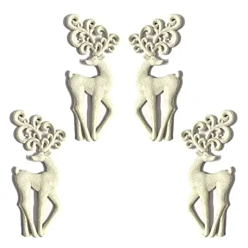Christmas Vibes Christmas Tree Ornament Mini Reindeer Glitter Festive Home Holiday Hanging Xmas Baubles Party Decoration White Pack of 4