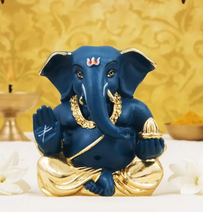 CHURU SILVERWARE Car Dashboard Idol 7 x 4 x 6 cm Gold Dark Blue ceramic