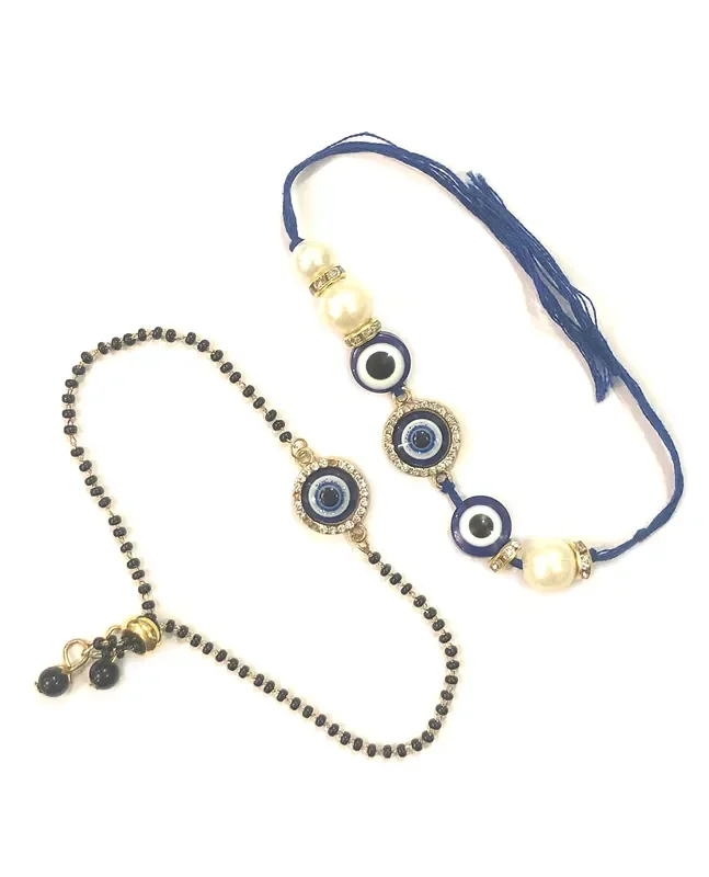 CHURU SILVERWARE Celestial Rakhi & Bracelet Combo