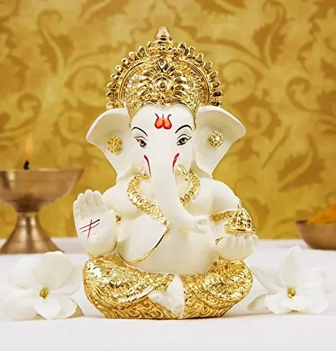 CHURU SILVERWARE Ceramic Car Dashboard Ganesha Idol 3.5 x 2 inch1 Idol
