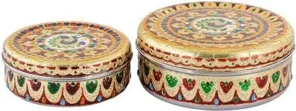 CHURU SILVERWARE Handicraft Steel Roti/Papad Box/Grocery Container/Multi Purpose Box