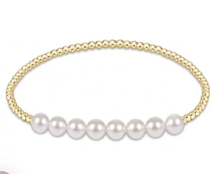 Classic Gold Beaded Bliss 3mm Bead Bracelet- 6mm Pearl