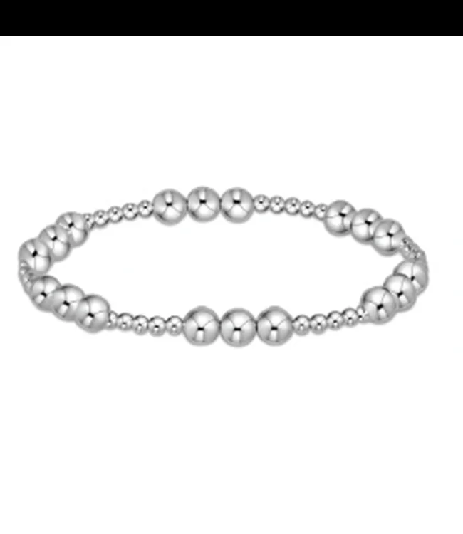 Classic Joy Pattern 6mm Bead Bracelet – Silver