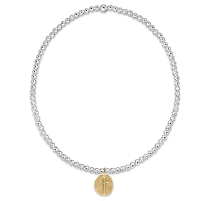Classic Sterling Mixed Metal 2mm Bead Bracelet – Inspire Small Gold Charm