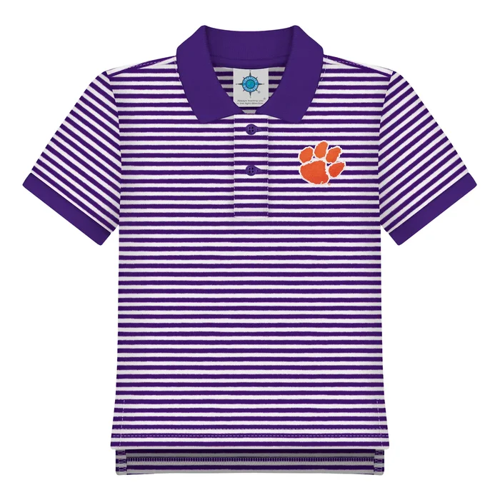 Clemson Purple Striped Polo