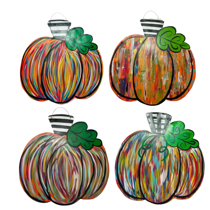 COLORFUL WELCOME PUMPKIN DOOR HANGER