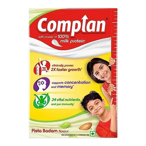 Complan Nutrition Drink Powder for Children, Pista Badam Flavour, 500 g Carton Nutrition drink for kids with protein & 34 vital nutrients
