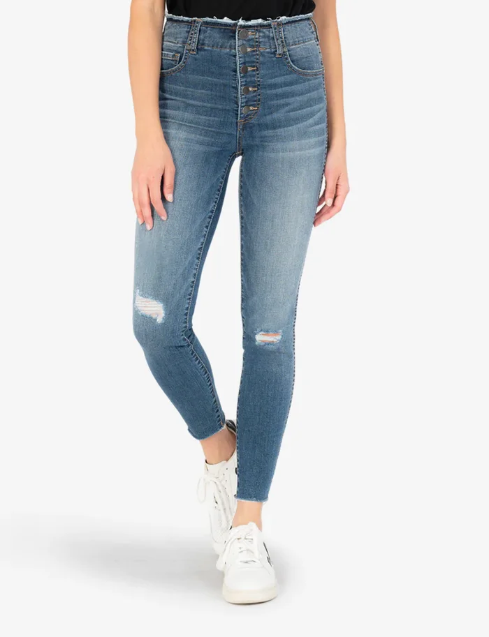 CONNIE HIGH RISE FAB AB SKINNY RAW HEM SKINNY (KNIGHTLY WASH)
