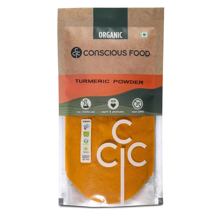 Conscious Food Turmeric Powder 200g Certified Organic Antioxidant & Anti-Inflammatory Iron-Pounded Pure Haldi