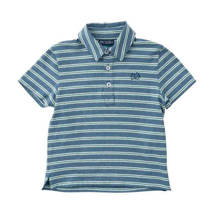 COPEN BLUE FROSTY SPRUCE STRIPE TOO COOL FOR SCHOOL POLO