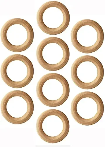 Craft House 2 Inches Wooden Rings (50Mm) Pack Of 10 Natural Wood Rings Without Paint Smooth Unfinished Wood Circles For Cotton Craft Diy Baby Teething Ring Pendant Connectors Making (60Mm) (2 X 0.4 Inches)