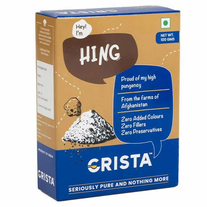 CRISTA Compounded Hing Powder Bandhani Hing Asafoetida Extra Strong Tadka Zero added Colours Fillers Additives & Preservatives Antioxidants rich 100 gms