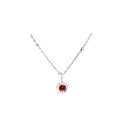 CZ Bezel Necklace – Garnet (January)