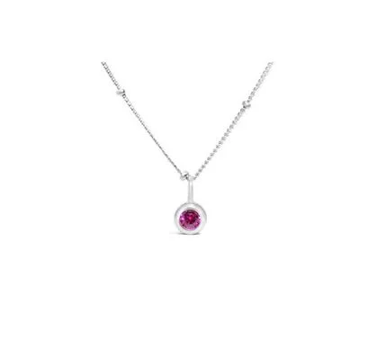 CZ Bezel Necklace – Ruby (July)