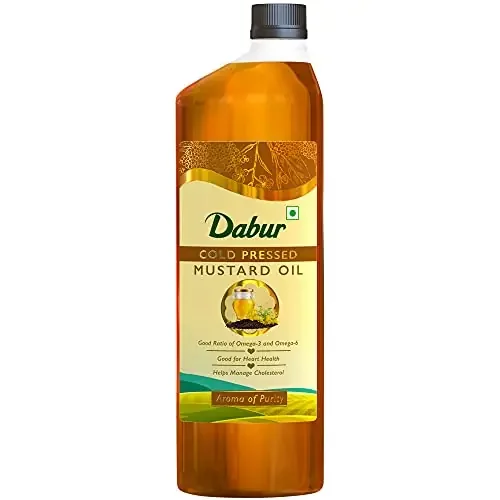 Dabur Cold Pressed Mustard Oil 1L Healthy Cooking Oil Goodness of Omega 3 & 6 Perfect blend of Health, Taste & Aroma