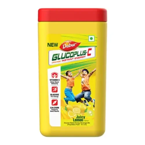 Dabur GlucoPlus-C Nimbu Pani – 400g Glucose Powder Vitamin C Helps Boosts Immunity Calcium Supports Bone Health Replenishes Energy Juicy & Tasty Lemon Flavour