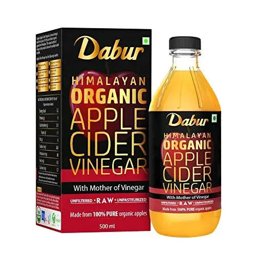 Dabur Himalayan Apple Cider Vinegar-500ml Sourced from Organic Apples Mother of Vinegar For Weight Management, Reduced Bloating, Healthy Skin & Hair Raw, Unfiltered & Unpasteurized 100% Pure