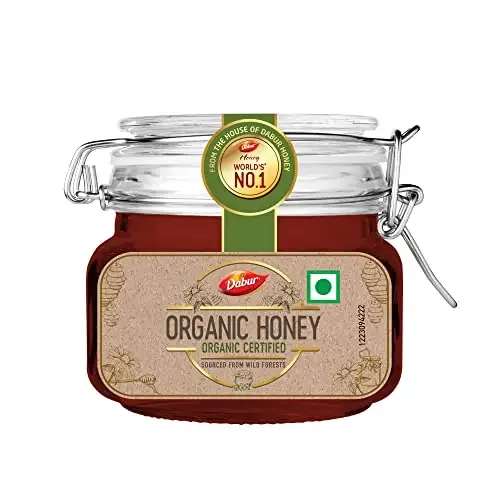 Dabur Organic Honey – 600g (Clip Jar) 100% Pure Raw Unfiltered Unprocessed Honey NPOP Certified World‘s No.1 Honey Brand with No Sugar Adulteration
