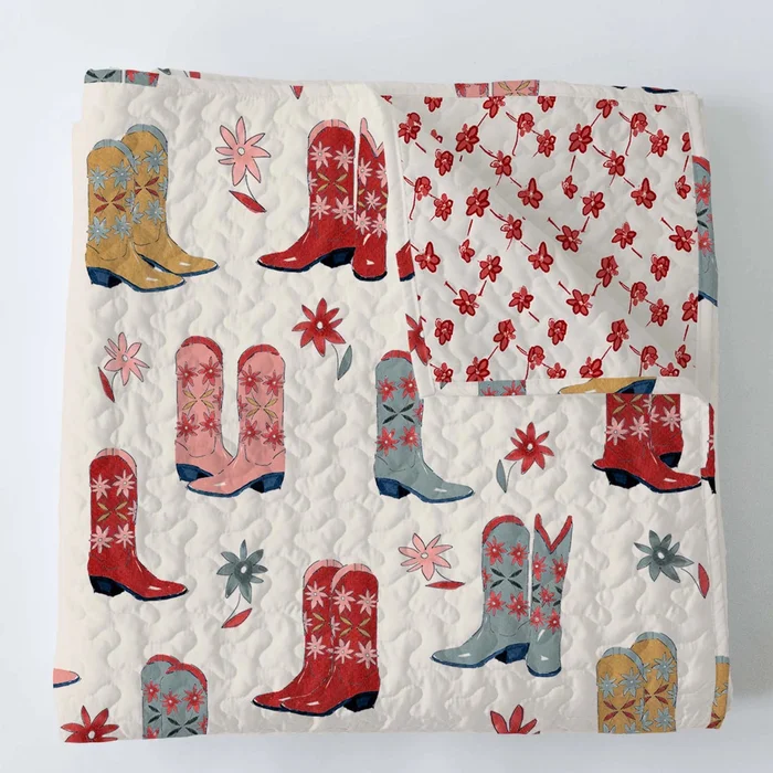 Daisy Boots Baby Blanket – Linen