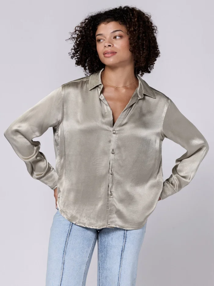 Dear John Galina Button Down Top – Vetiver