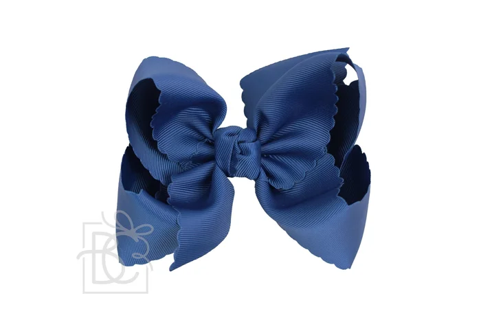 DENIM BLUE SCALLOPED EDGE BOW