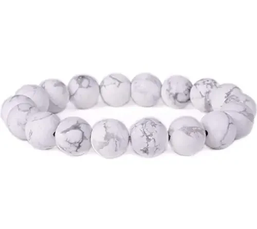 DHYANARSH White Howlite 8mm Adjustable Bracelet for for Men and Women