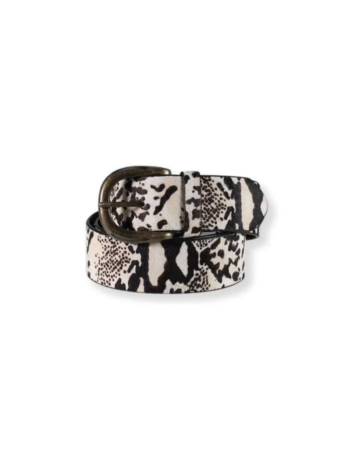 Diba True Safari Cow Hide Belt – Dark Brown/White