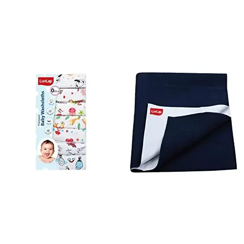 DIYTX LuvLap Hosiery Cotton Cloth Premium Baby Washcloth & LuvLap Instadry Anti-Piling Fleece Extra Absorbent Quick Dry Sheet for baby