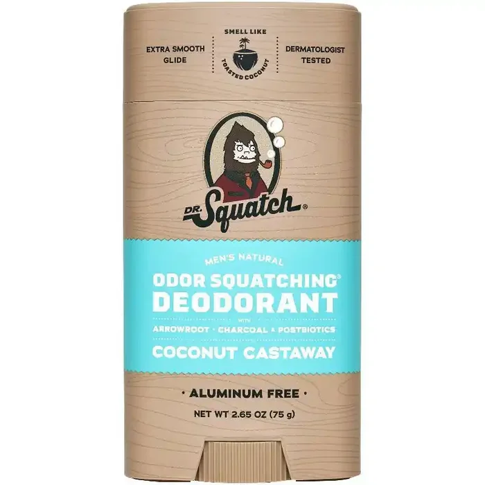 DR. SQUATCH Men‘s Natural Solid Deodorant Coconut Castaway – Aluminum-Free 2.65oz