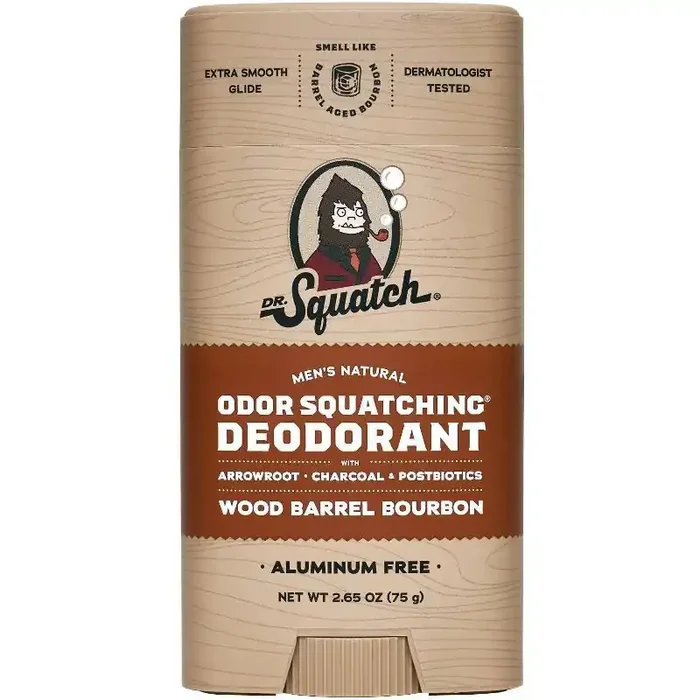 DR. SQUATCH Men‘s Natural Solid Deodorant Wood Barrel Bourbon – Aluminum-Free 2.65oz