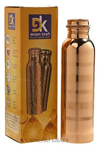 DreamKraft 100% Pure Handmade Copper Water BottleJoint Free & Leak Proof for Ayurvedic Health Benefits -1000ml
