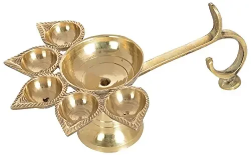 DreamKraft Brass 5 Deepak Set (Paanch Diya) for Puja and Festive Home Decoration
