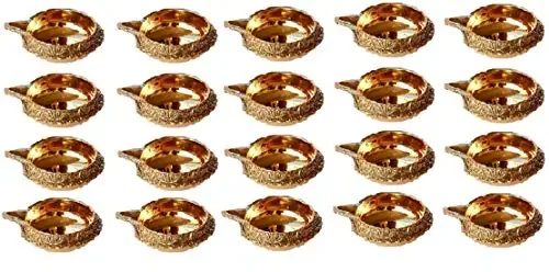 DreamKraft Brass Diwali Kuber Deepak (Diya Oil Lamp) for Puja Home Décor – Set of 20