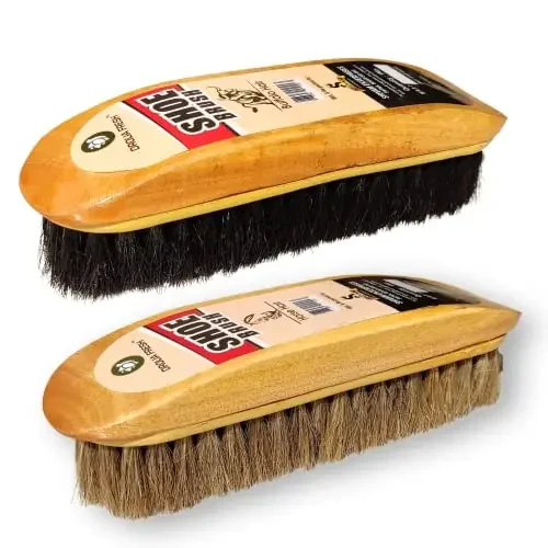 Drolia Fresh Droliafresh Premium Shoe Brush For Leather Shoes – Black & Brown Cleaning Polish Kit , Boot Cleaner , Shine & Care With Horse Hair Soft Brushes, pack of 2