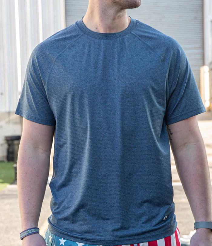 Dusty Blue Workout Tee- Burlebo