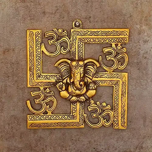 eCraftIndia Lord Ganesha onMetal Golden Wall Hanging