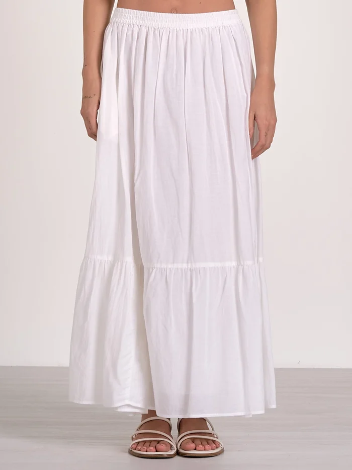 Elan Midi Tiered Skirt – White