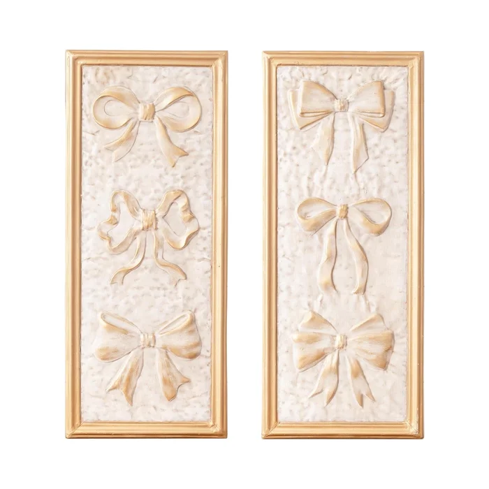 EMBOSSED GOLD BOWS WALL ART